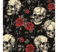 JIAOQSS Peel and Stick Wallpaper Skull Flower Rose Self Adhesive Wallpaper Waterproof Sticky Back Plastic Living Room Bedroom Wall Furniture Vinyl Wrap