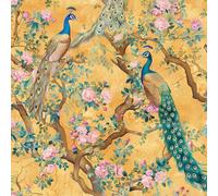 JIAOQSS Peel and Stick Wallpaper Vintage Flowers Peacock Oriental Self Adhesive Wallpaper Contact Paper Waterproof Vinyl Film Plastic Roll for Bedroom Living Room Wall Cabinet Decoration