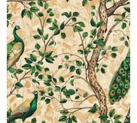 JIAOQSS Peel and Stick Wallpaper Vintage Flowers Peacock Oriental Self Adhesive Wallpaper Waterproof Furniture Wallpaper DIY Removable Wall Protection Film for Living Room Bedroom