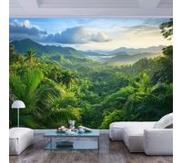 JIAOQSS Photo Wallpaper 3D Mural Lush Green Mountains Under Partly Cloudy Sky Lush Green Mountains Under Partly Cloudy skyRestaurant Hotel Living Room Tv Background Wall Photo Wall Posters Art
