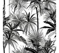 JIAOQSS Removable Wallpaper Black and White Plants Stick on Wallpaper Beach Palm Tree Waterproof Vinyl Wall Cabinet Furniture Decorative Paper