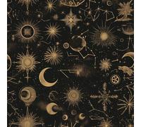 JIAOQSS Removable Wallpaper Black Gold Sky Stick on Wallpaper Sun Moon Star Removable Living Room Bedroom Thicken Vinyl Wrap for Furniture Sticky Back Wallpaper