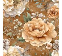 JIAOQSS Removable Wallpaper Brown Floral Stick on Wallpaper Boho Flower Removable Living Room Bedroom Thicken Vinyl Wrap for Furniture Sticky Back