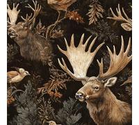 JIAOQSS Removable Wallpaper Brown Gold Moose Wild Forest Stick on Wallpaper Vinyl Sticky Back Plastic Waterproof for Wall Furniture Living Room Bedroom Bathroom