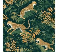 JIAOQSS Removable Wallpaper Dark Green Tropical Palm Leaf Stick on Wallpaper Forest Animal Leopard Vinyl Self Adhesive Contact Paper for Home Bedroom Cabinets and Kitchen Decor