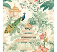 JIAOQSS Removable Wallpaper Tropical Peacock Stick on Wallpaper Tropical Floral for Living Room Bedroom Waterproof Art Deco Vinyl Sticky Back Plastic