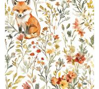 JIAOQSS Self Adhesive Wallpaper Boho Fox Stick on Wallpaper Watercolor Orange Fox Vinyl Wrap Furniture Sticker Sticky Back Contact Paper Living Room Bedroom
