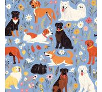 JIAOQSS Self Adhesive Wallpaper Cartoon Cute Dog Stick on Wallpaper Animals Dog Floral Wall Paper Vinyl Wallpaper Waterproof Renovation Living Room Wall Wallpaper