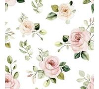 JIAOQSS Self Adhesive Wallpaper Refreshing Spring Flowers Pink Greenish Leave Stick on Wallpaper Vinyl Self Adhesive Contact Paper for Home Bedroom Cabinets and Kitchen Decor