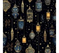 JIAOQSS Self Adhesive Wallpaper Retro Lantern Stick on Wallpaper Blue Gold Arabic Lantern Vinyl Sticky Back Plastic Waterproof for Wall Furniture Living Room Bedroom Bathroom