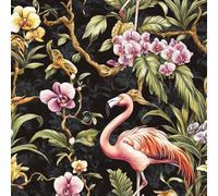 JIAOQSS Self Adhesive Wallpaper Tropical Leaves Stick on Wallpaper Pink Iris Flamingo Vinyl Wrap Roll for Furniture Removable Waterproof Renter Friendly Contact Paper Living Room Bedroom