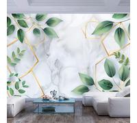 JIAOQSS Wall Mural 3D Print Wallpaper Photo Green Leaf Marble Pattern Simple Nursery Decorations Boys Girls tv Panoramic Tapestry Space Feature Ktv Offices Stereoscopic Foil Clothing Shop