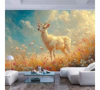JIAOQSS Wall Mural Wallpaper 3D Deer Colorful Flowery Field Deer Colorful Flowery fieldSelf Adhesive Removable Poster Decorative Home Decoration for Teen Dorm Boy Girl Room Living