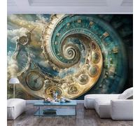 JIAOQSS Wall Murals Custom Photo Wallpaper 3D Spiral Clock Pattern Vintage Style Spiral Clock Pattern Vintage styleSelf Adhesive Removable Picture Photo 3D Living Room The Wall for Bedroom Border