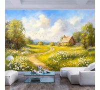 JIAOQSS Wallpaper 3D Custom Mural Rustic House Pastoral Landscape Rustic House Pastoral landscapePeel and Stick Wall Paper Home Decor Non-Woven 3D Living Room The Wall for Bedroom Border