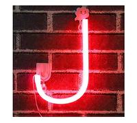 JIAOZI Neon Letter, Neon Lights LED Alphabet Letter Lights Neon Sign Light Up Letters Battery and USB Operated Red Neon Light Neon Wall Light (J)