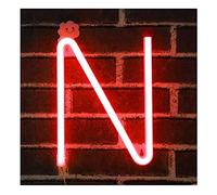 JIAOZI Neon Letter, Neon Lights LED Alphabet Letter Lights Neon Sign Light Up Letters Battery and USB Operated Red Neon Light Neon Wall Light (N)