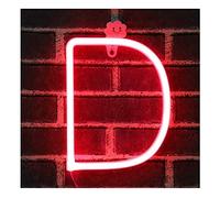 JIAOZI Neon Letter, Neon Lights LED Alphabet Letter Lights Neon Sign Light Up Letters Battery and USB Operated Red Neon Light Neon Wall Light (D)
