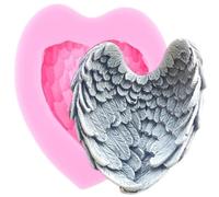 JIAPAILAIYUN Silicone Molds for Soaps,8x9.5cm 3D Angel Wings Silicone Mold Chocolate Fondant Mould Cake Decorating Tools Birds Wing Baby Birthday Resin Clay Candy Molds, Pink