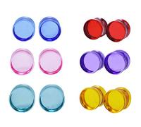 JIAPEIJIA 12Pcs Colored Transparent Acrylic Ear Tunnel Piercings and Gauge Ear Stretching Kit Double Flared Plug(0g(8mm))