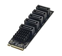JIAPIKA PCIe NVMe to Sata3.0 Drive Port Adapter Card with JMB585 Controller and Cooling Heatsink for Backup Arrays, Media Libraries, and Tower Builds