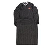 JIAQILI Cotton Long Sleeve Aprons Stripes Smock for Cleaning Works Long Sleeves Apron with Big Zipper Pockets Adult Striped Apron for BBQ Cooking Baking Gardening Painting (Black), Black, Standard