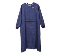 JIAQILI Cotton Long Sleeve Aprons Stripes Smock for Cleaning Works Long Sleeves Apron with Big Zipper Pockets Adult Striped Apron for BBQ Cooking Baking Gardening Painting (Blue), Blue, Standard