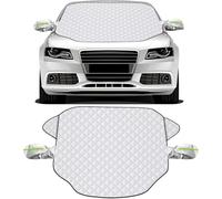 JIAQINF Thickened Car Windscreen Cover for Kia Picanto 2018-2023, Car Frost Windscreen Cover with Two Mirror Covers & Wrap-Around Reflective Strips.