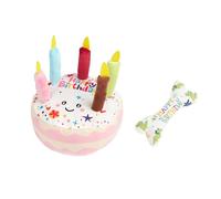 JiaQuenWex Birthday Present Set - Dog Birthday Cake & Blue Bone Plush Toy, Premium Pet Birthday Gifts, Ideal for Special Moments with Dog Lovers