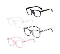 JiaQuenWex Blue Light Glasses Kids - 4-Pack Stylish Kids Glasses with Black, Clear, Pink, White Frames, Screen Protection for Online Learning, Gaming & Digital Activities