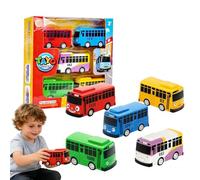 JiaQuenWex Bus Toy - 5PCS The Little Bus School Buses with Box, Die-Cast Pull-Back Vehicles, 1:64 Scale Model Cars, Mini City & Double-Decker Buses, Collectible Toy Set for Imaginative Play & Display