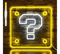 JIARODEY Question Block Neon Sign,Question Square Led Mario Neon Light USB Powered Led Night Lights for Game Room Wall Decor,Man Cave,Teen Boy Room Decor,Gamer Gifts for Boys, Kids