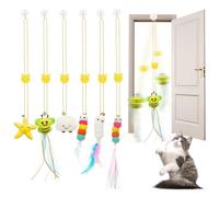 JIARON 6 PCS Interactive Cat Feather Toys, Indoor Hanging Retractable Cat Toy, Self Play Toys Make Fun Excecise