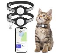 JIARUI Cat Tracker - Real Time GPS Cat Tracker Collar- Works with Apple Find My(Only iOS) - No Monthly Fee - Elastic Cat Collar - GPS Cat Tracking Device (2 Pack)