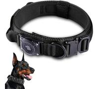 JIARUI Tactical Dog Collar with Handle, Waterproof Airtag Dog Collar, Thick Adjustable Dog Collar with Padded, Metal Buckle for Medium Large Dogs (Black, XL (19.5 - 24.8 inches))