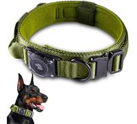 JIARUI Tactical Dog Collar with Handle, Waterproof Airtag Dog Collar, Thick Adjustable Dog Collar with Padded, Metal Buckle for Medium Large Dogs (Green, L (16.5 - 20.5 inches))