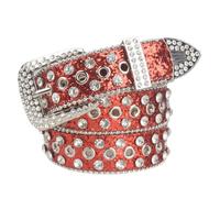 JIARY A:Red,120CM/47.3' Rhinestone Belts for Women,Sparkly Diamond No Need To Punch Holes Belt,Western Vintage Cowgirl Sequin Belt for Jeans