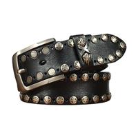 JIARY Black,100CM/39.4'',Mens Studded Belt, Leather Biker Round Rivet Punk Belt for Men Casual with Metal Alloy Pin Buckle