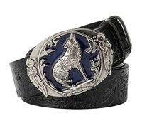 JIARY Black,110CM/43.3'',Belts for Men, Mens Leather Belt Adjustable Western Cowboy Wolf Pattern Alloy Buckle Engraved Belt