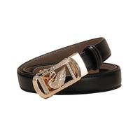 JIARY Black,110CM/43.3'',Ratchet Belt for Women, Womens Leather Fashion Belts with Animal Swan Pattern Alloy Automatic Buckle