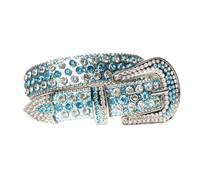 JIARY Blue,105CM/41.3' Studded Rhinestone Belts for Men Women,Fashionable Sparkly Diamond Belt,Western Vintage Cowgirl Leather Sequin Belt