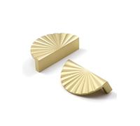 JIASENBAO 5 Pack Brushed Gold Cabinet Pulls 3" Hole Center Cup Flat Brass Drawer Pulls Kitchen Cupboard Bathroom Dresser Cabinet Hardware Handles Zinc Alloy