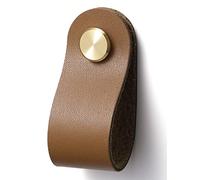 JIASENBAO Brown Leather Drawer Pulls 6 Pack Leather Handles Cabinet knobs for Kitchen Cabinet Drawers Bathroom Dressers