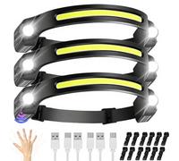 JIASESCS Head Torch Rechargeable,3 Packs Headlamp 6 Mods LED Headtorch Light Weight Super Bright with Motion Sensor & Waterproof Gift for Adults Kids Running,Camping,Hiking,Cycling and Night Fishing