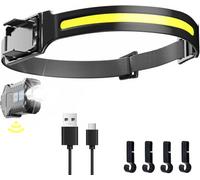 JIASESCS Head Torch Rechargeable,Detachable Lumi Light LED Headband,Headtorch and Mini Flashlight 2 in 1 with Motion Sensor,9 Light Modes 230°Wide Beam Headlamp for Camping Hiking Fishing Running