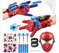 JIASHA 2 Pcs Spider Web Shooter for Kids Age 3-14,Super Hero Spider Launcher Toys,Interactive Fun Children's Educational,Spider Gloves,for 3-12 Year Old Boys and Girls Costume Cosplay Gift