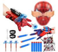 JIASHA 2 Pcs Spider-Web Shooter, Spid_er Gloves,Spid-ER-mask,Superher0 Funny Spider-Launcher Wrist Toys, Ma-RveI Toys Spider-Gifts for Kids 5+ Year Old