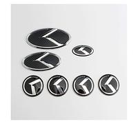 jiasHome 1 SET(7PCS) 3D K Front Grille Trunk + Steering Wheel + Wheel Center Caps Sticker Badge Emblem Fit FOr KIA K5 OPTIMA Forte Koup (Color : Carbon fiber)