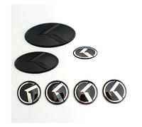 jiasHome 1 SET(7PCS) 3D K Front Grille Trunk + Steering Wheel + Wheel Center Caps Sticker Badge Emblem Fit FOr KIA K5 OPTIMA Forte Koup (Color : Black)