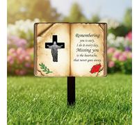 Jiasku Jesus Bible Grave Marker - Thickened Metal Memorial Stake with Poem - Sturdy Cemetery Decorations, Mother’s Day (Bible)
